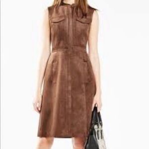 BCBG ALLEXANDRIA TOFFEE FAUX SUEDE DRESS SMALL